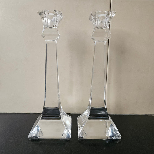 Pair Of Elegant Glass Candle Holders