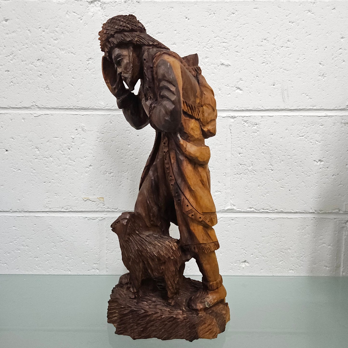 Vintage Wooden Shepard Carving