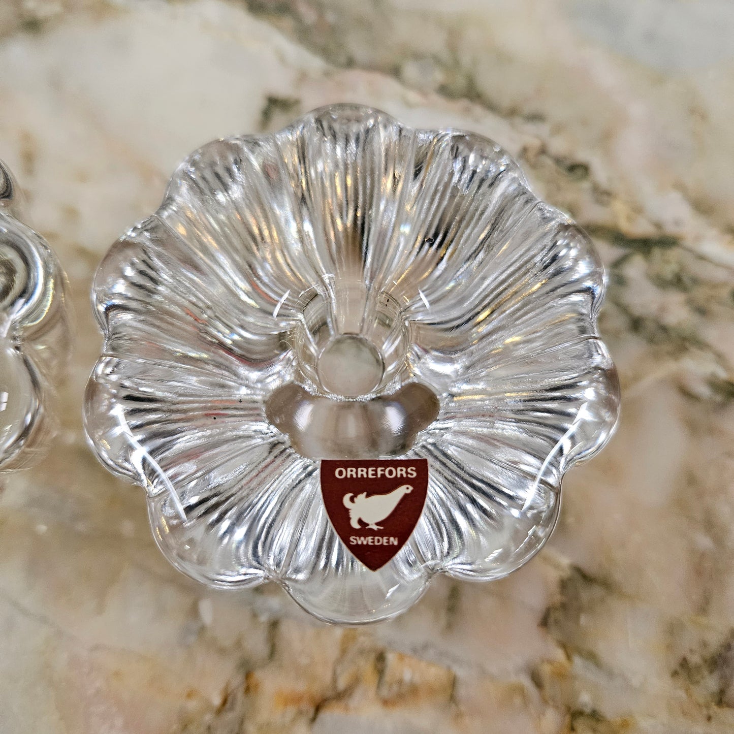Pair of Orrefors Candle Holders