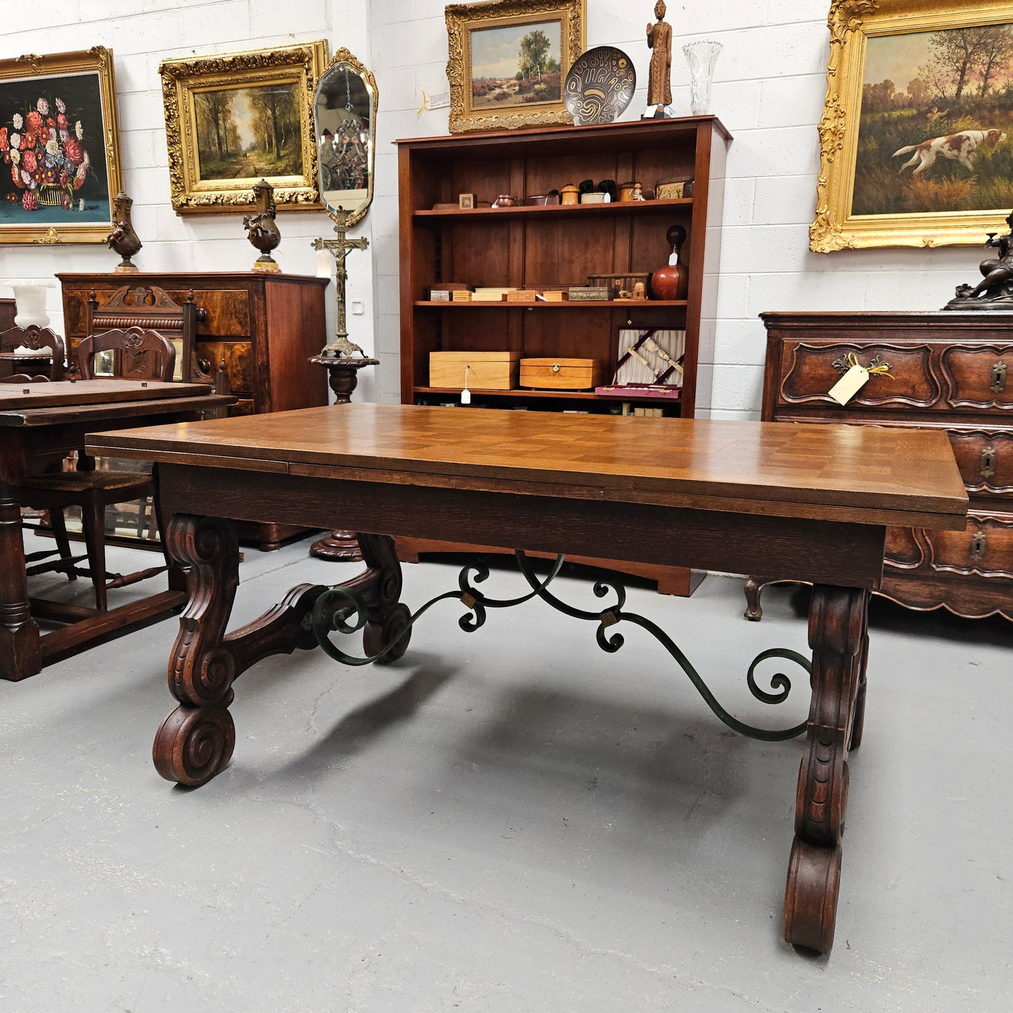 Beautiful French Oak Spanish Style Extension Dining Table