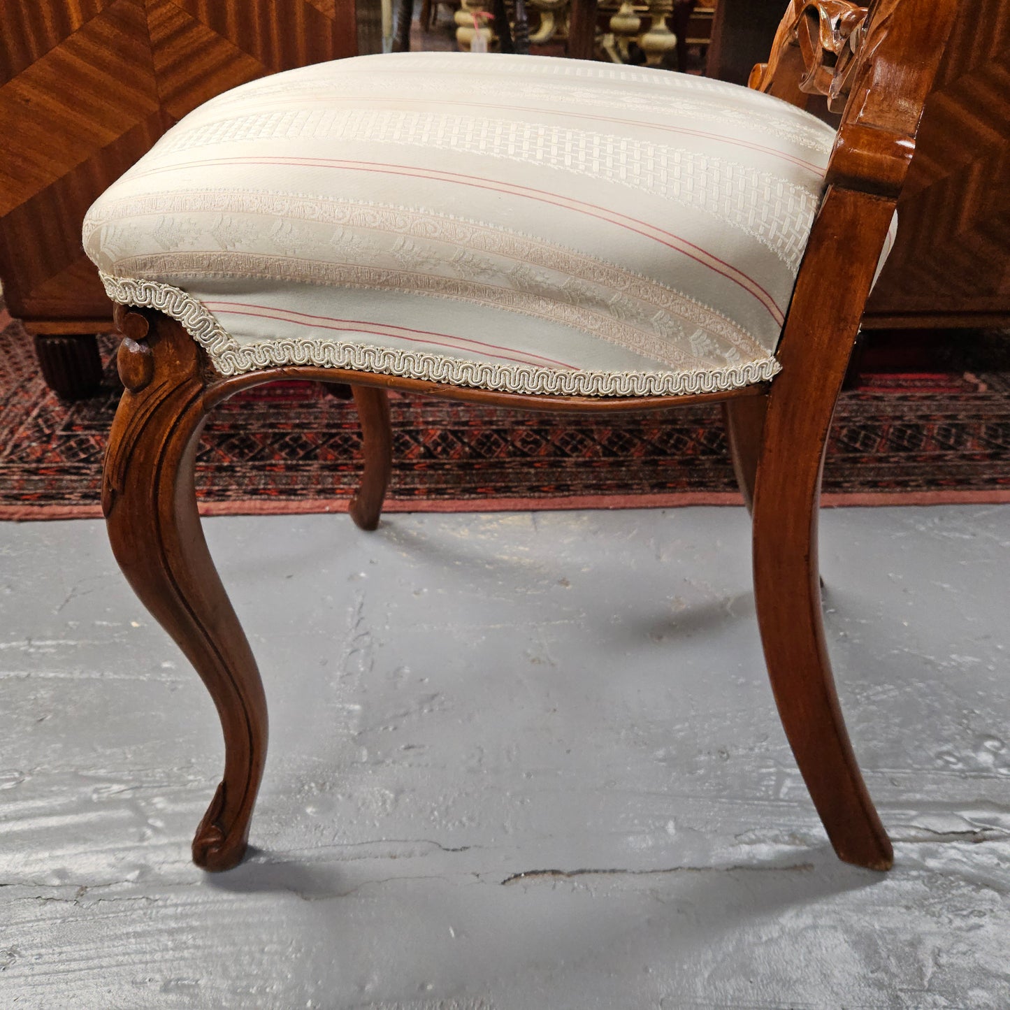 Victorian Walnut Carved Back Side Chair