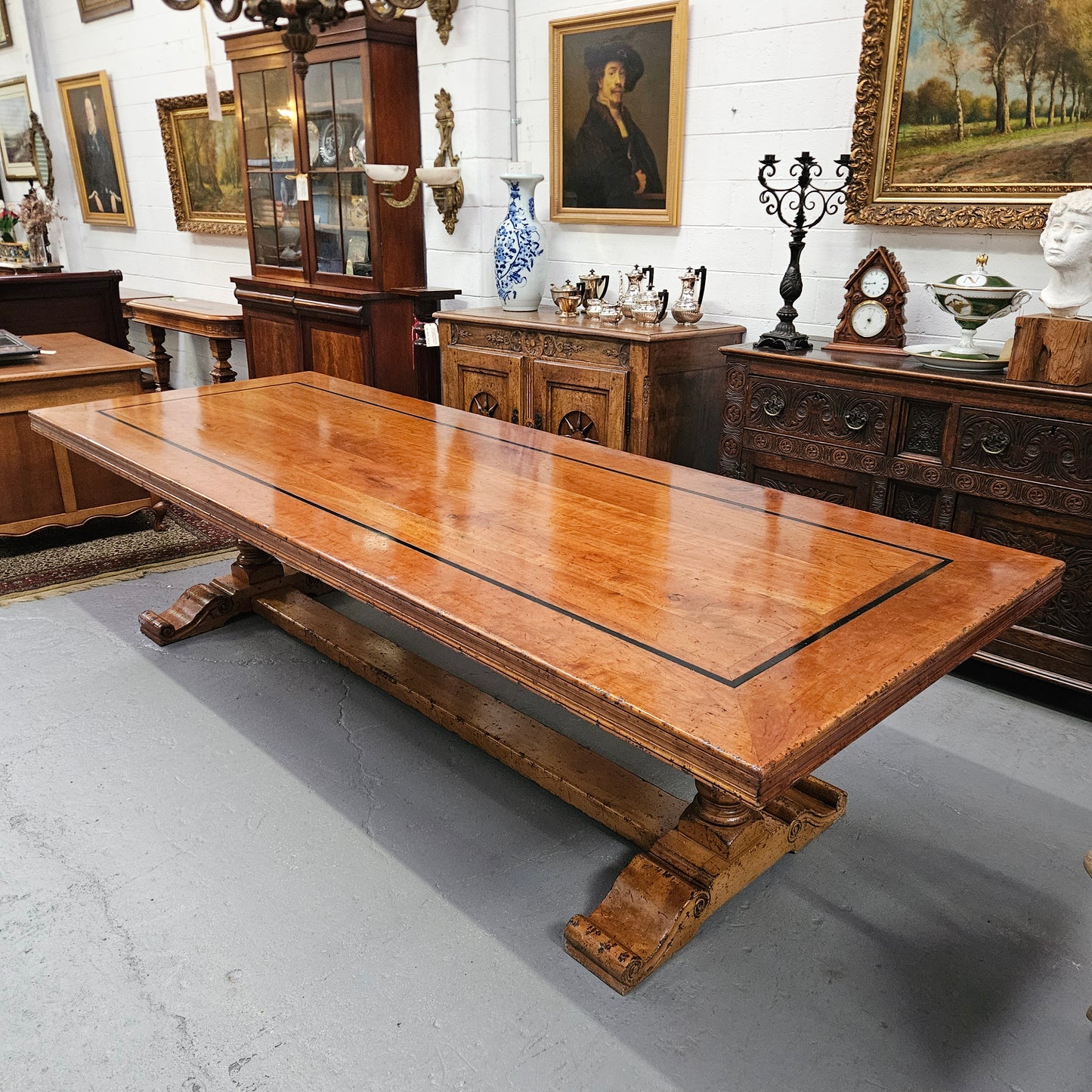 Vintage Three Metre Cherry Wood Farmhouse Style Table