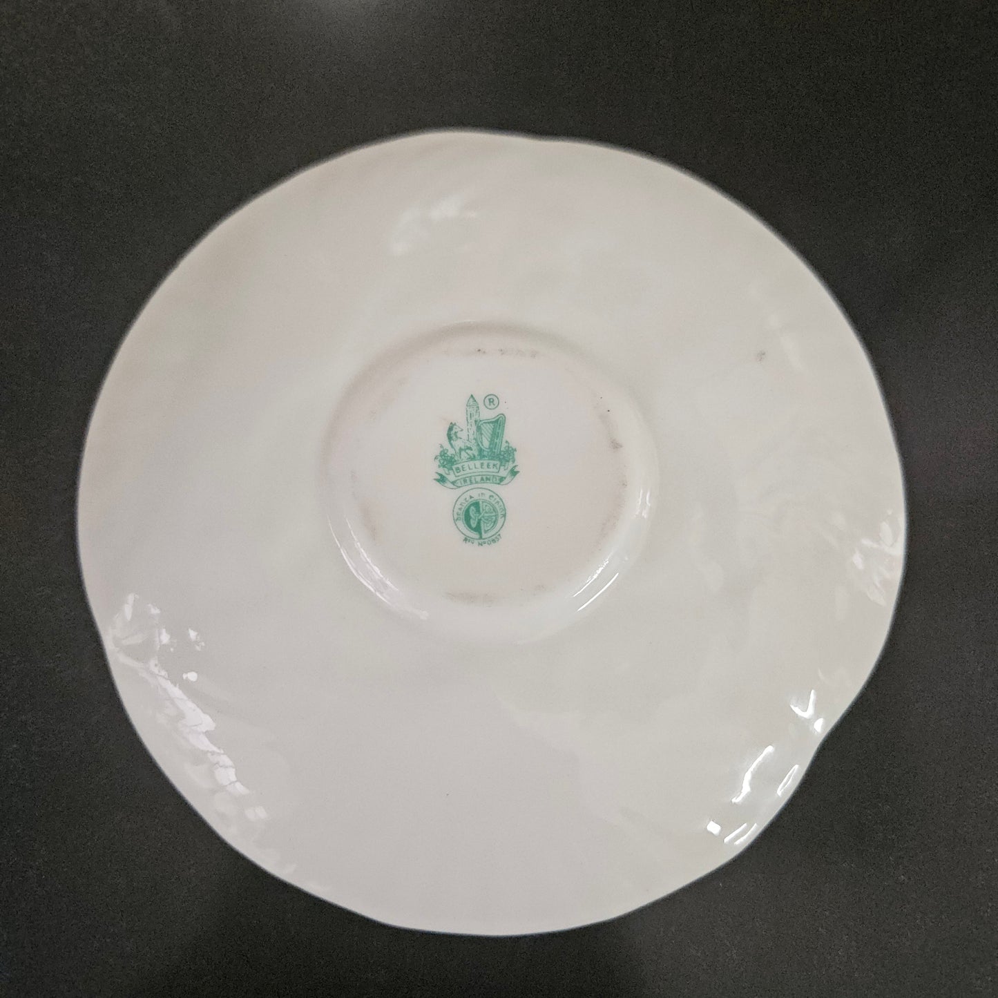Belleek Coffee Cup and Saucer In Shell Pattern