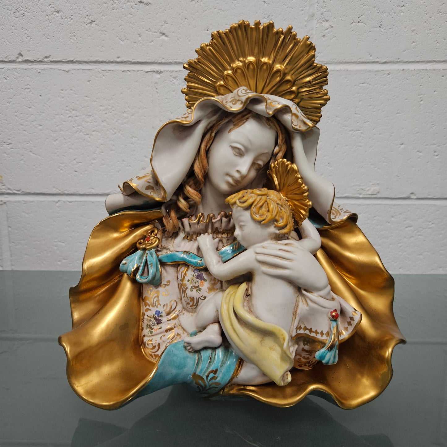 Stunning Mid Century Persko Potteryt Italian Sculpture Maddona & Child