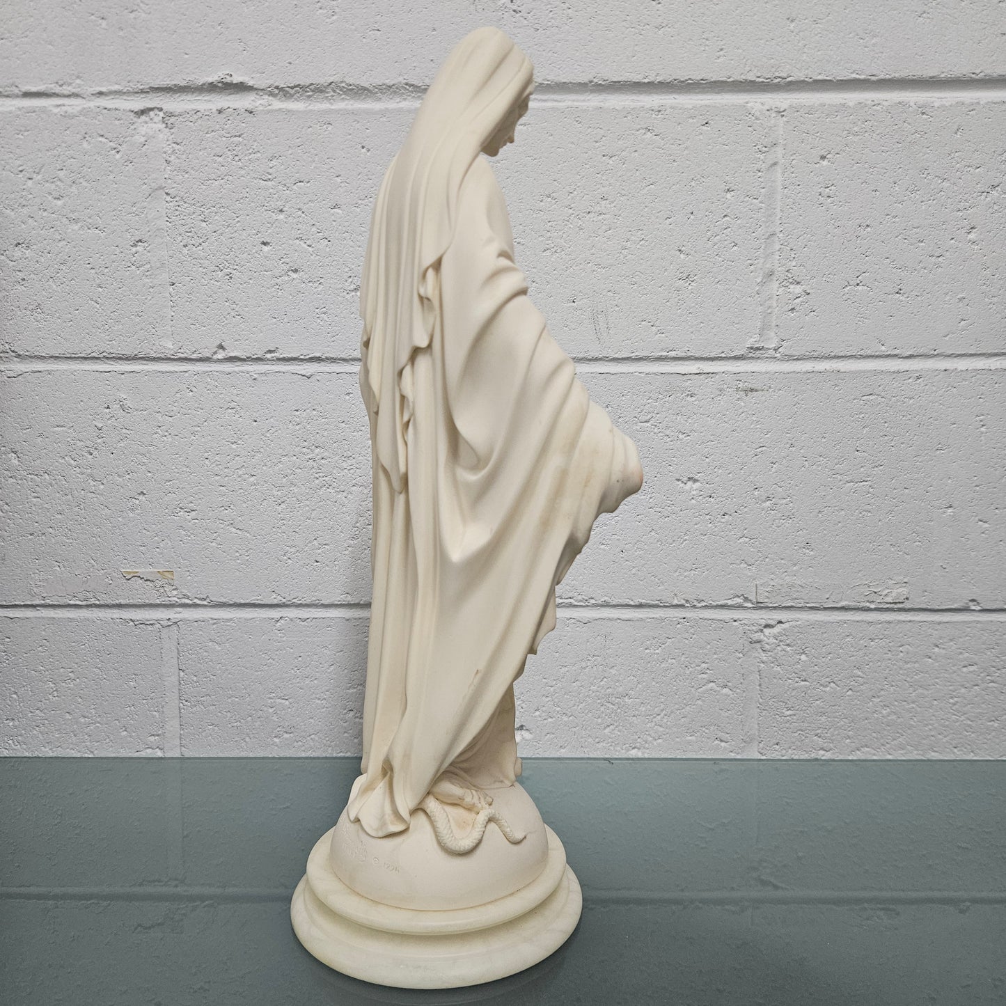 Vintage Superbly Cast Faux Marble Statue Of Our Lady Of Grace