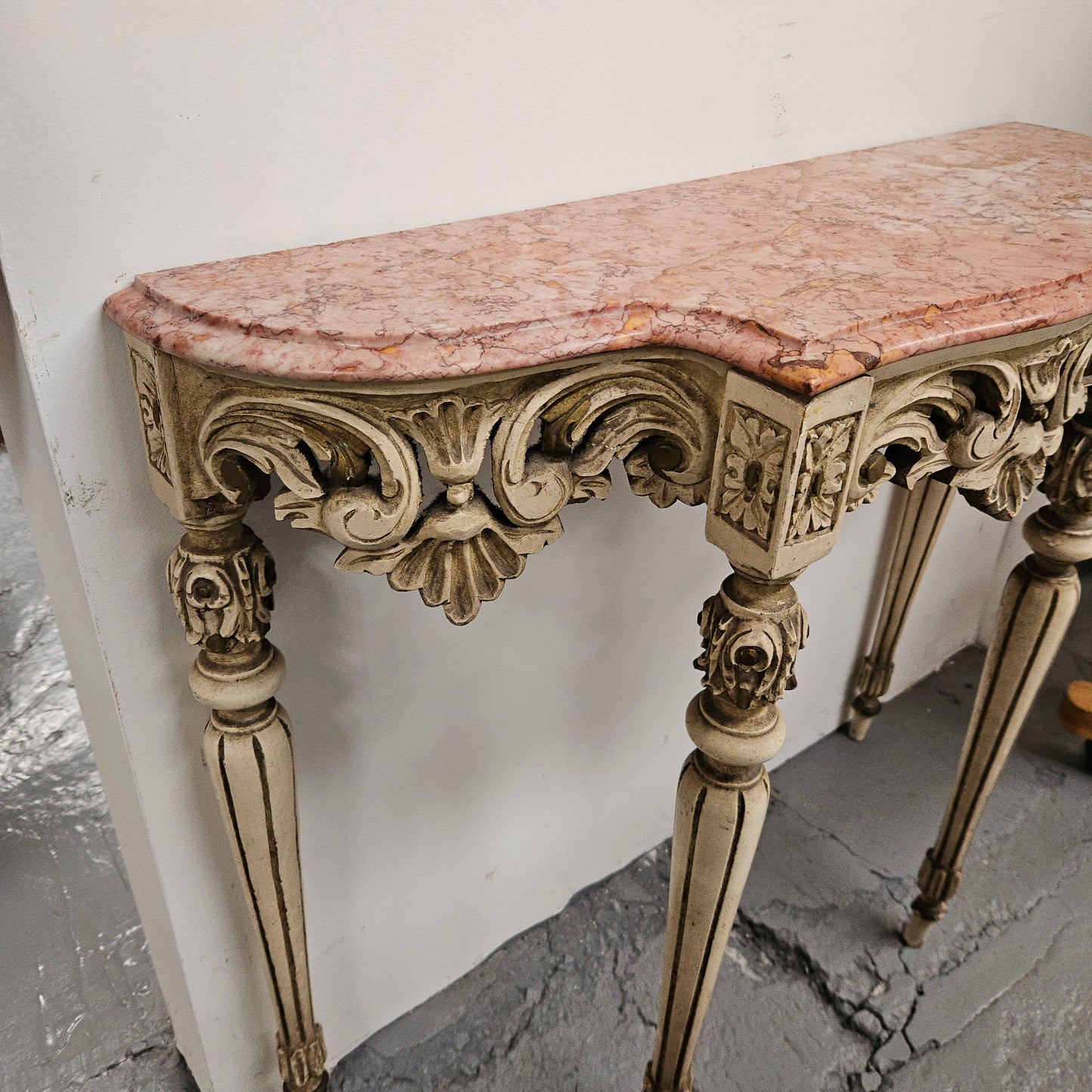 Louis XVI Style Painted Console Table With Marble Top