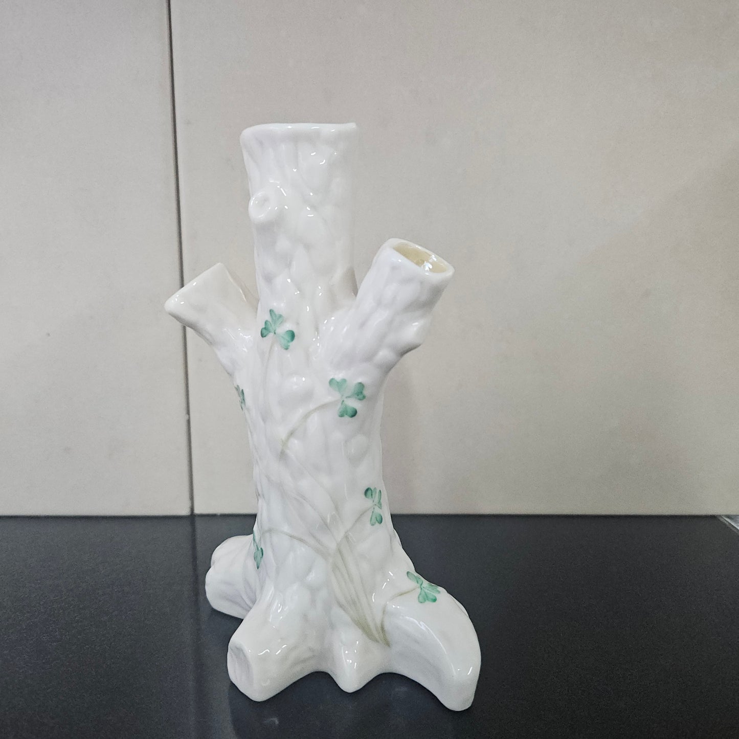 Belleek China Shamrock Tree Trunk Vase