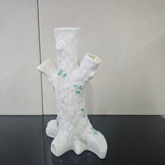 Belleek China Shamrock Tree Trunk Vase