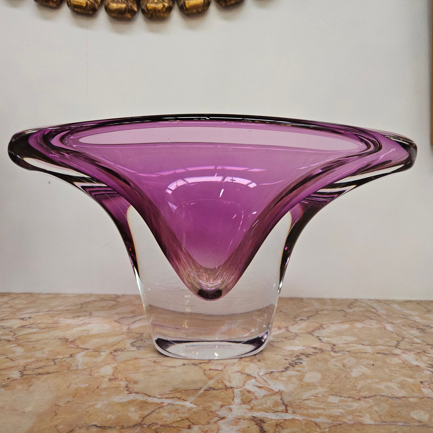 Val Lambert Signed Art Glass Vase