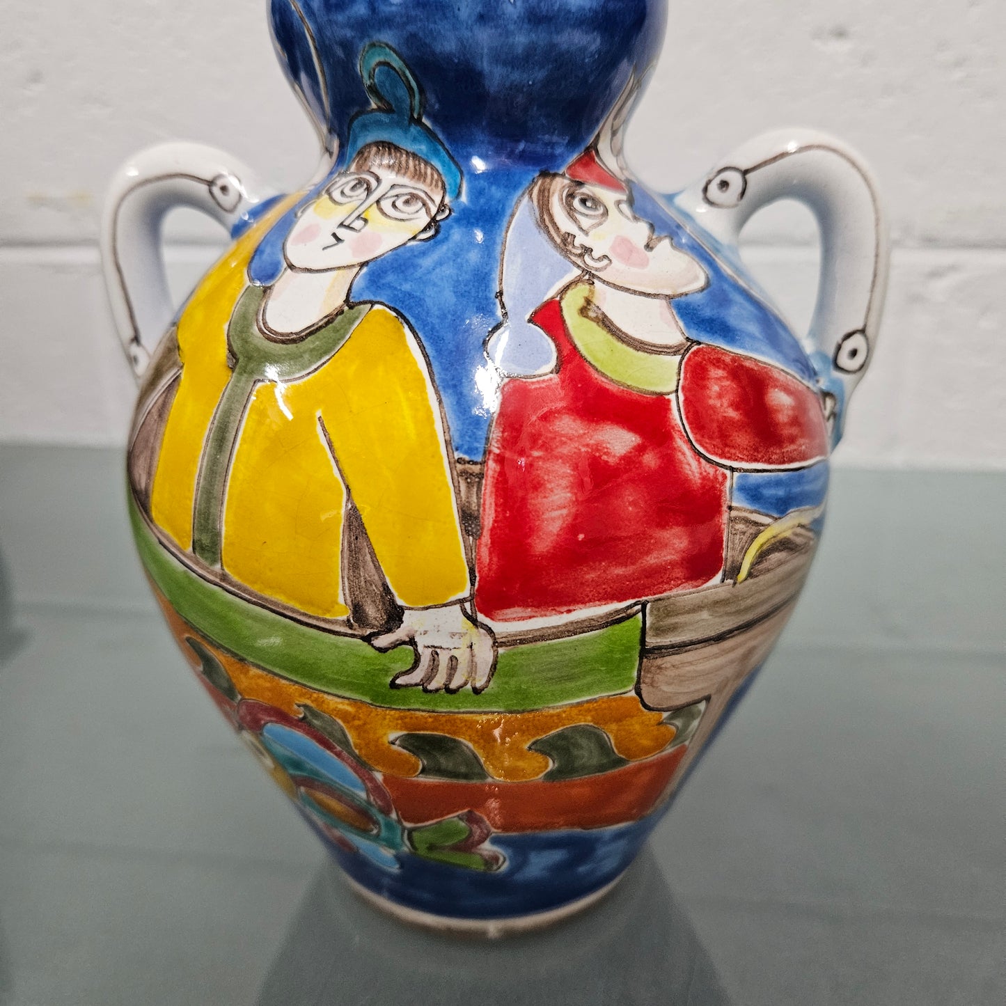 Giovanni Desimone Italian Hand Painted Mid Century Modern Vase