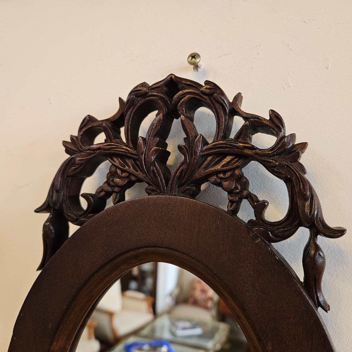 Beautiful Jarrah Carved Oval Wall Mirror