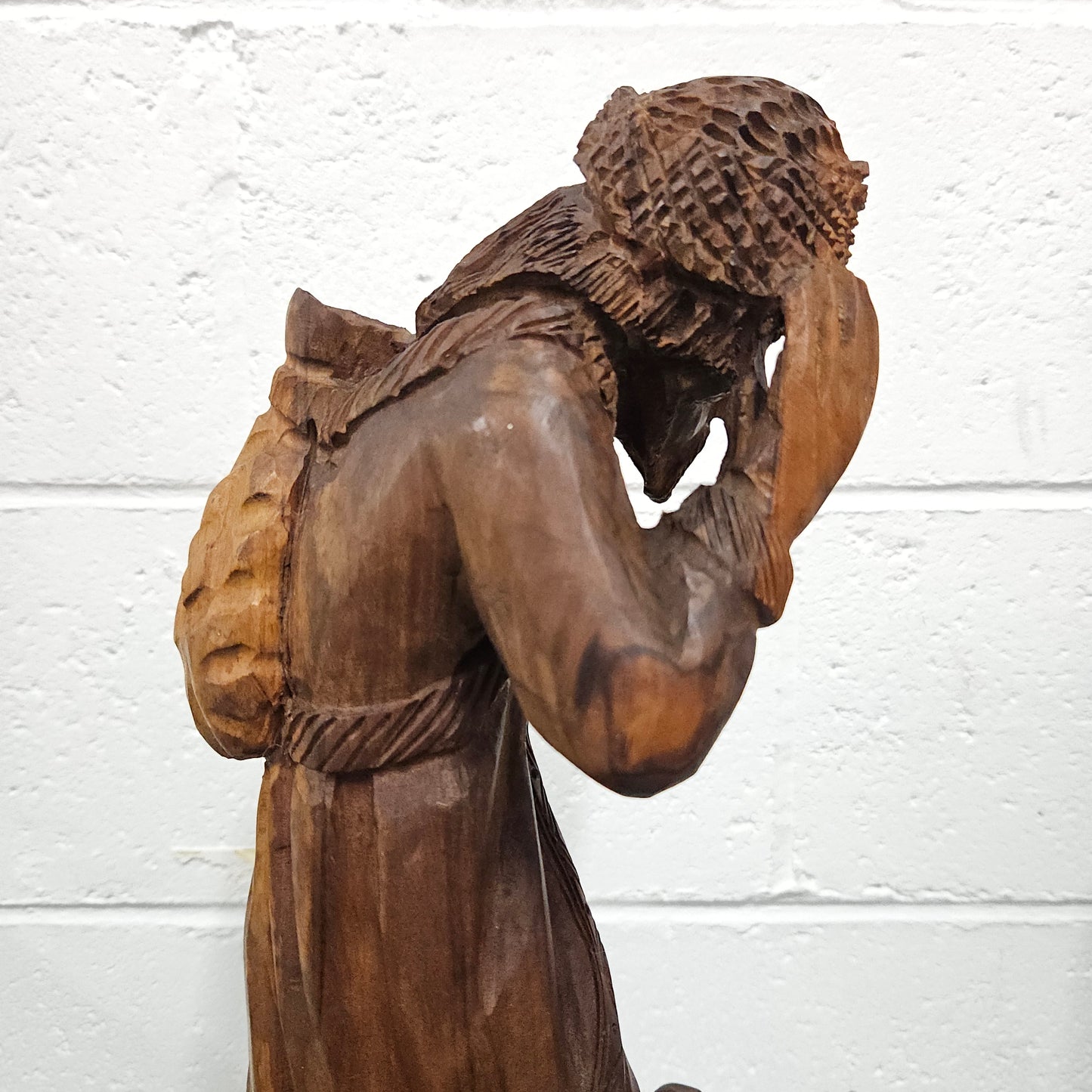 Vintage Wooden Shepard Carving