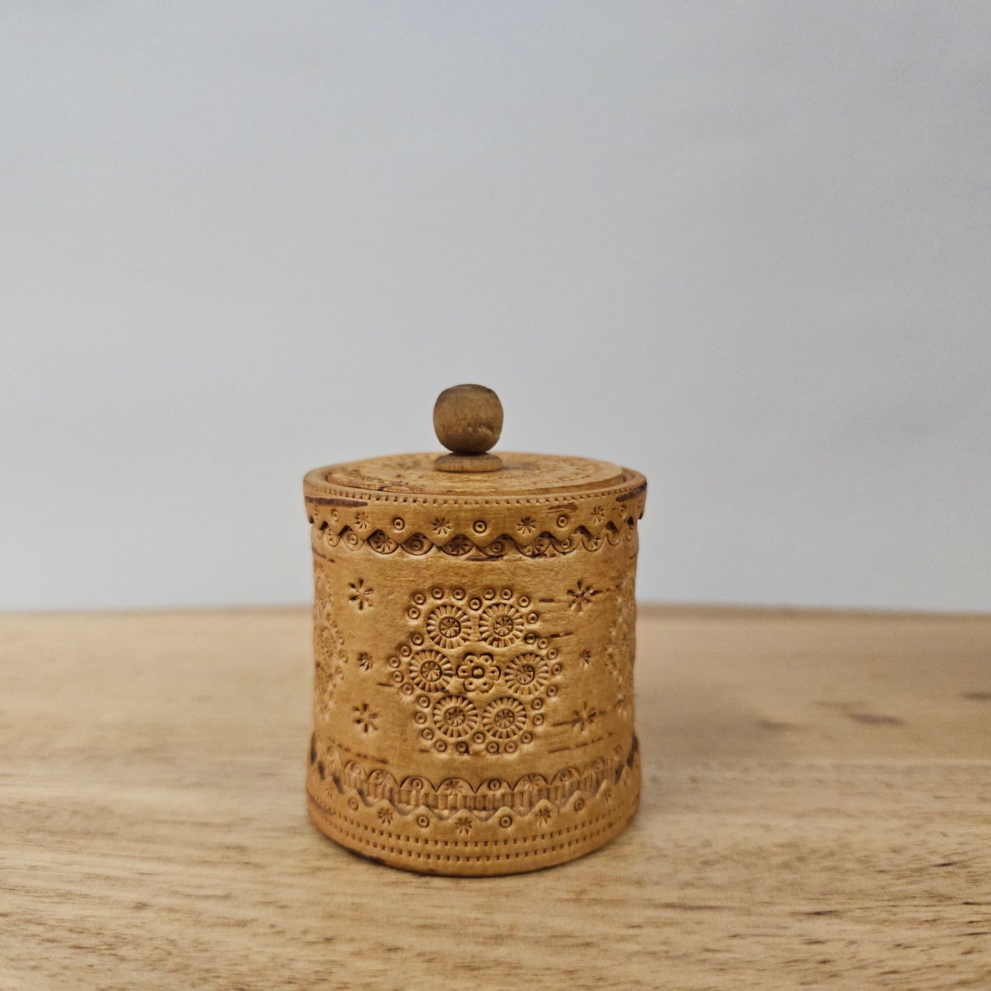 Small Cylindrical Engraved Trinket Box