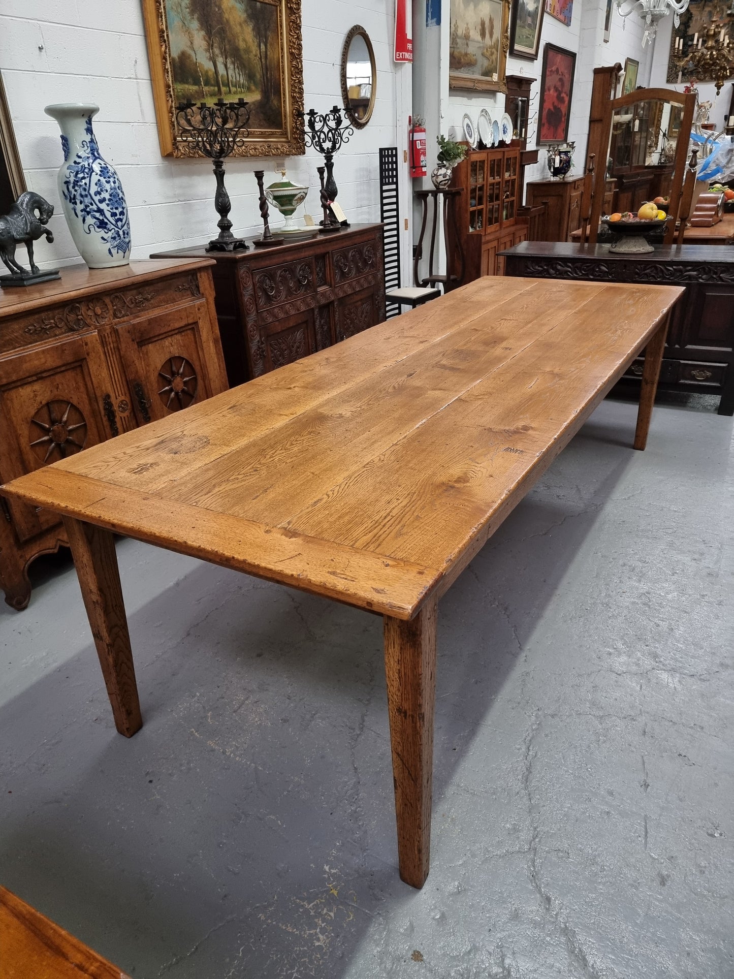 Vintage Reclaimed French Oak Three Plank Farmhouse Table
