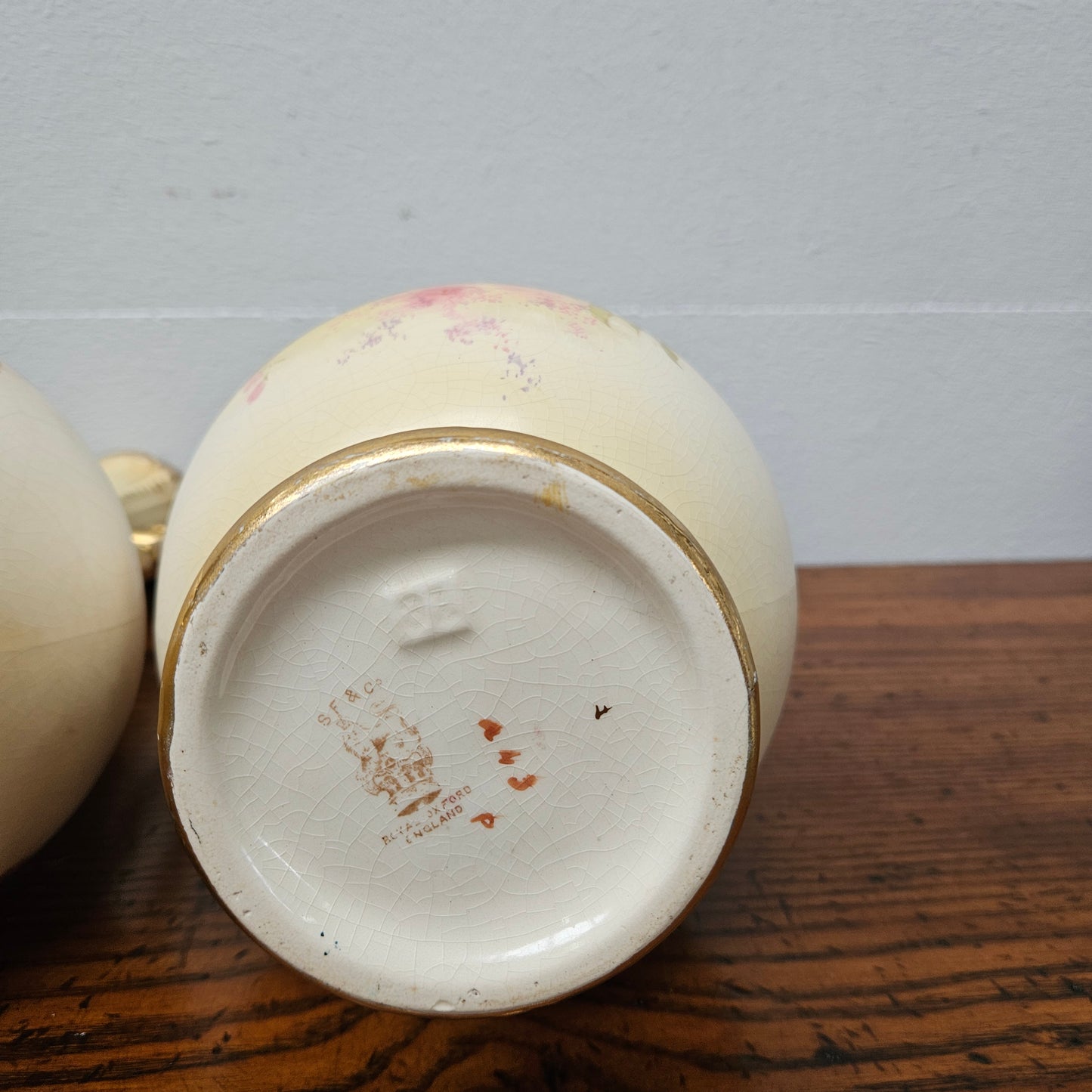 Pair of Edwardian Hand Painted Vases