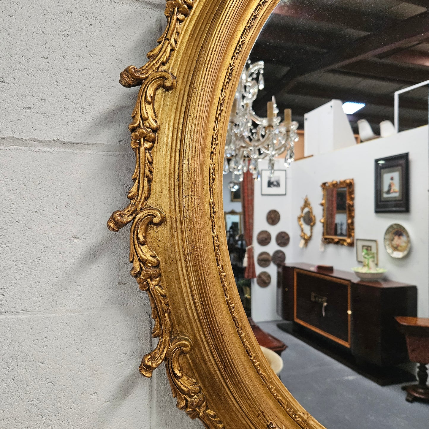 Amazing French 19th Century Oval Gilt Wall Mirror