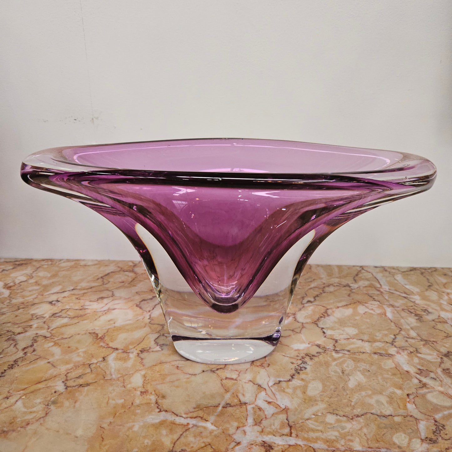 Val Lambert Signed Art Glass Vase