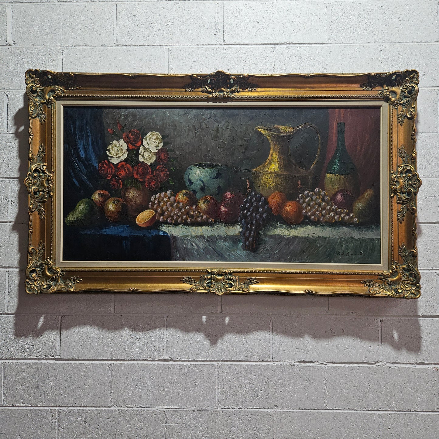 Sourced from France a beautiful oil on canvas still life in a decorative gilt frame. It is in good original condition.