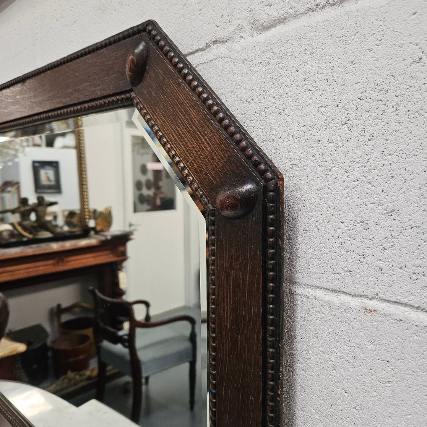 Edwardian Oak Wall Mirror