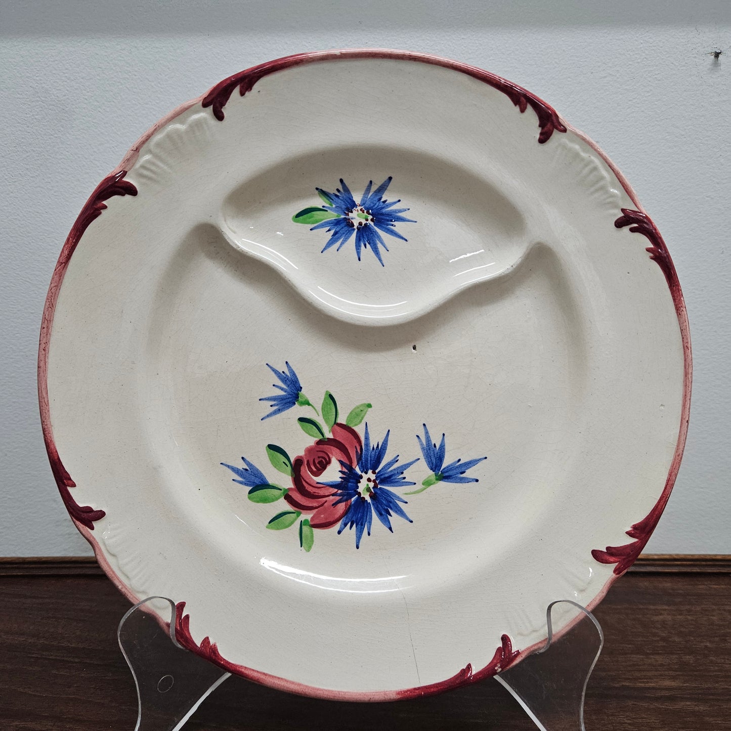 Longchamp French Antique Hand-Painted Ironstone Asparagus Plate