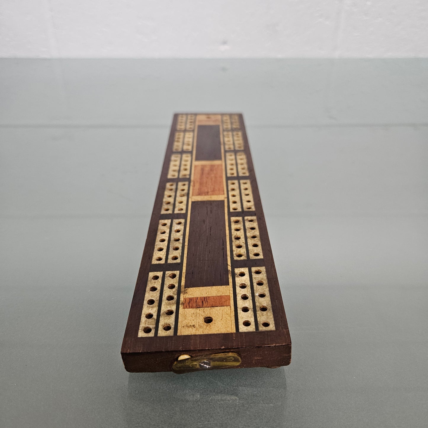 Antique Cribbage Inlaid Timber Board