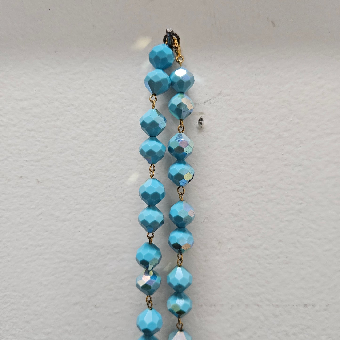 Vintage Turquoise Crystal Iridescent Glass Beads