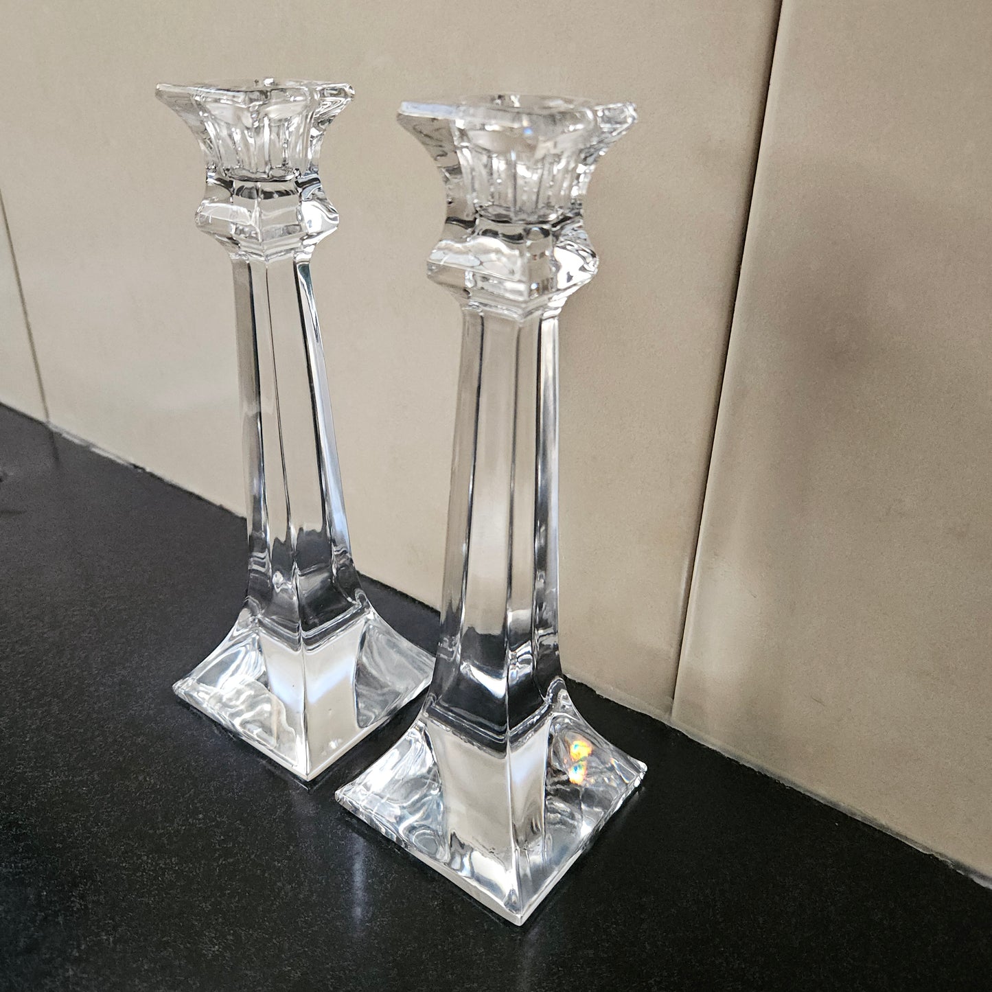Pair Of Elegant Glass Candle Holders
