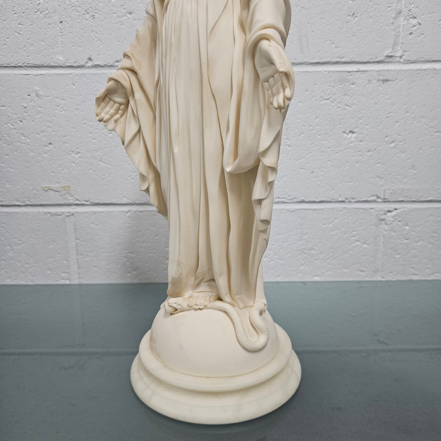 Vintage Superbly Cast Faux Marble Statue Of Our Lady Of Grace