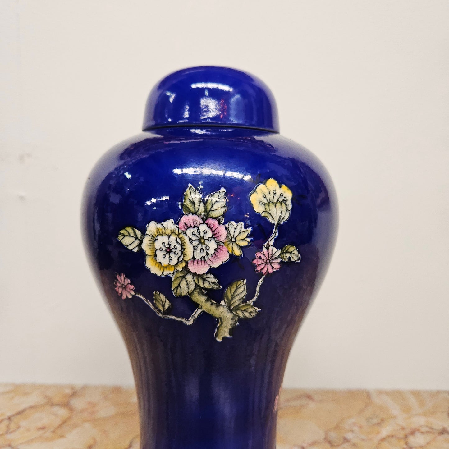 Crown Devon Cobalt Blue Lidded Vase