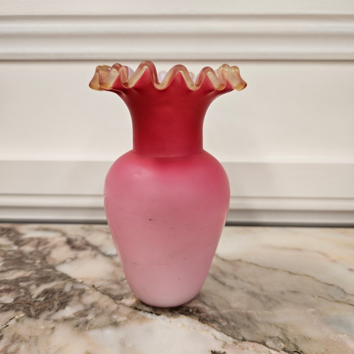 Victorian Satin Ruby Glass Vase