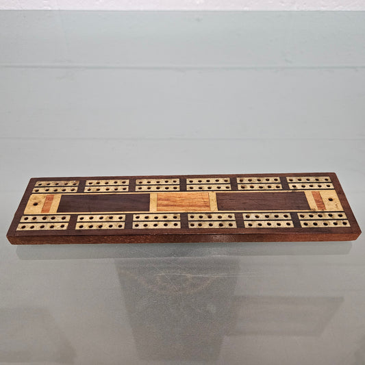 Antique Cribbage Inlaid Timber Board