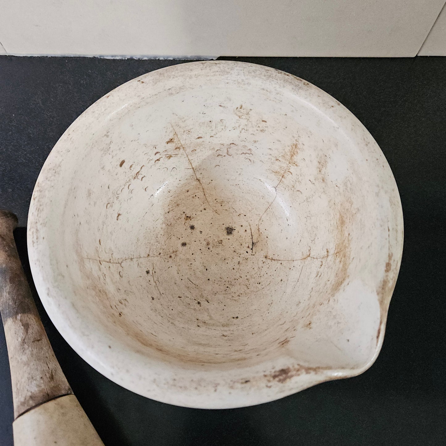 Antique Sheoak/Ceramic Apothecary Mortar and Pestle