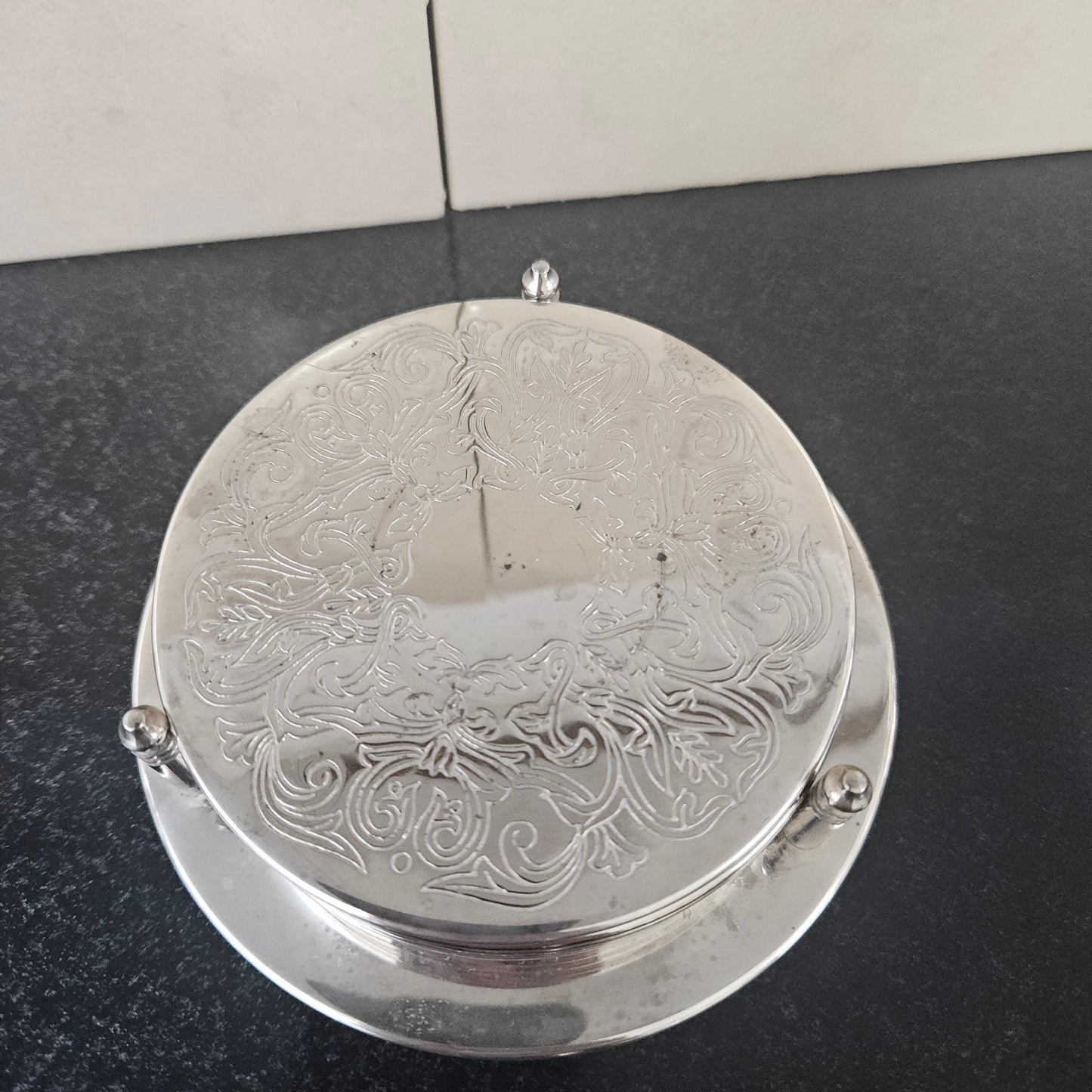 Set of Five Vintage Coasters and Holder