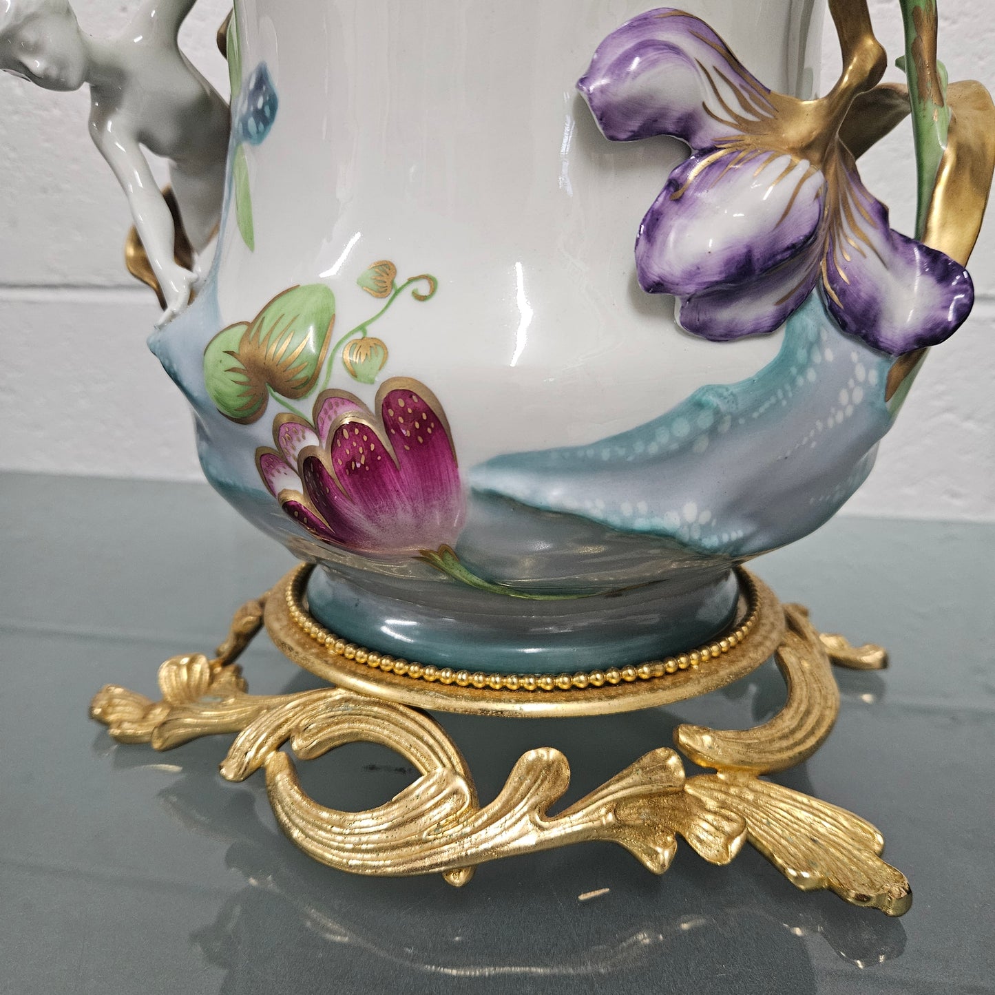 Stunning Art Nouveau Sevres Style Vase With Gilt Bronze Base