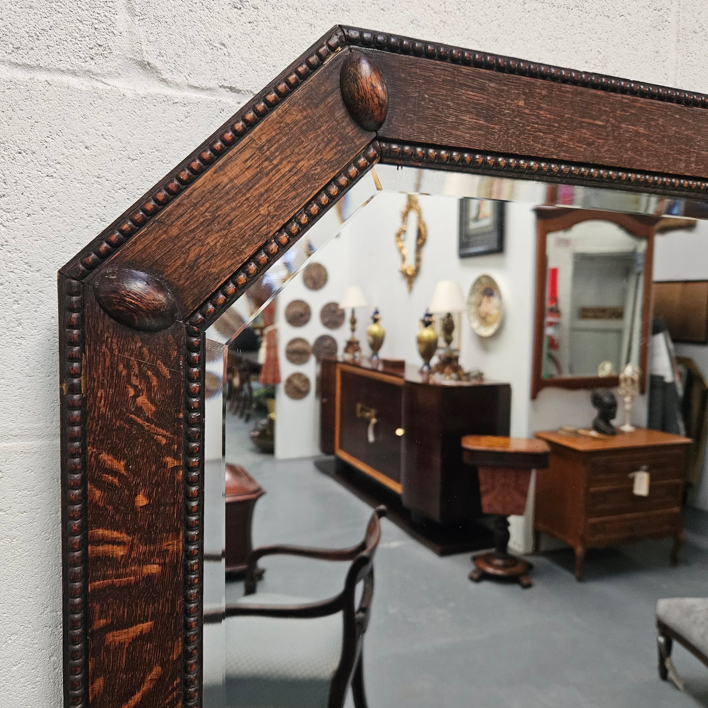 Edwardian Oak Wall Mirror
