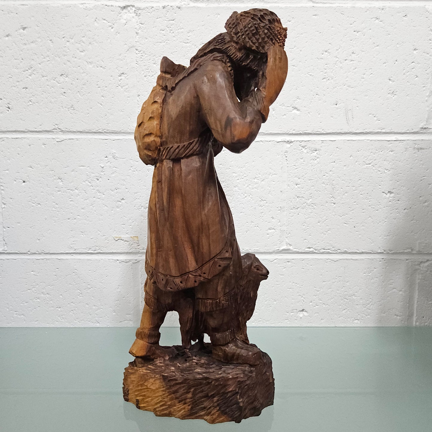 Vintage Wooden Shepard Carving