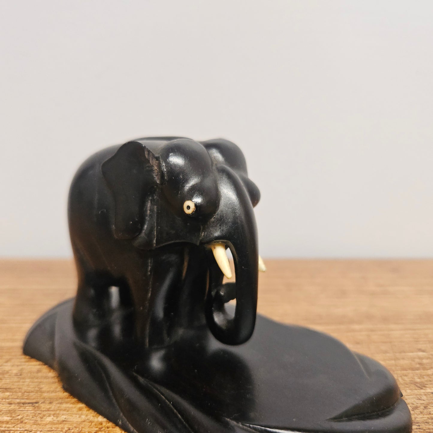 Vintage Carved Ebony Wood Elephant
