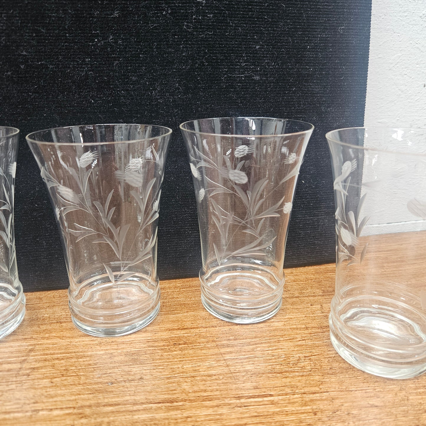 Vintage Etched Glass Drink Set