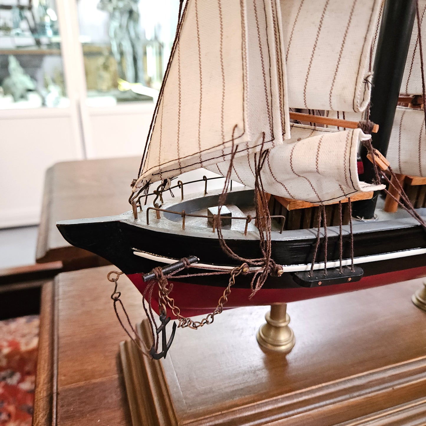 Nautical Sail Ship Table Lamp on Wooden Base