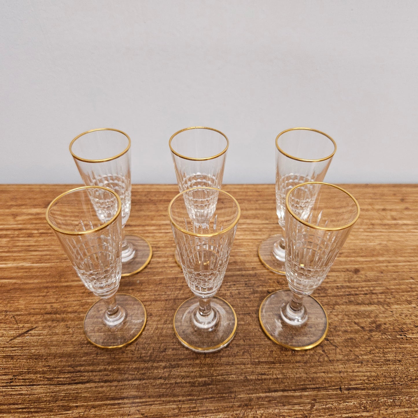 Set Of 6 Stemmed Crystal Liqueur Glasses