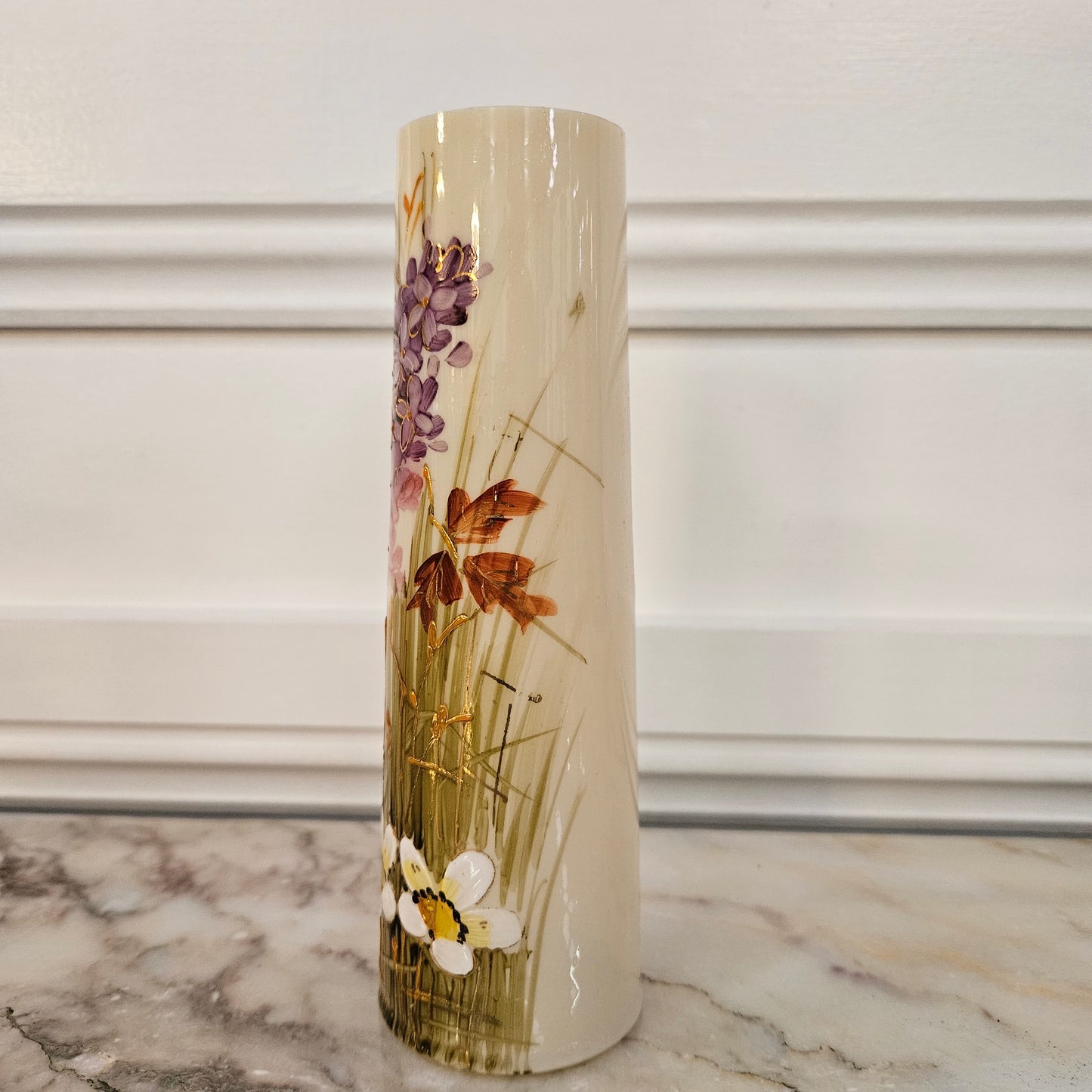 Antique Hand Painted Enameled Vase