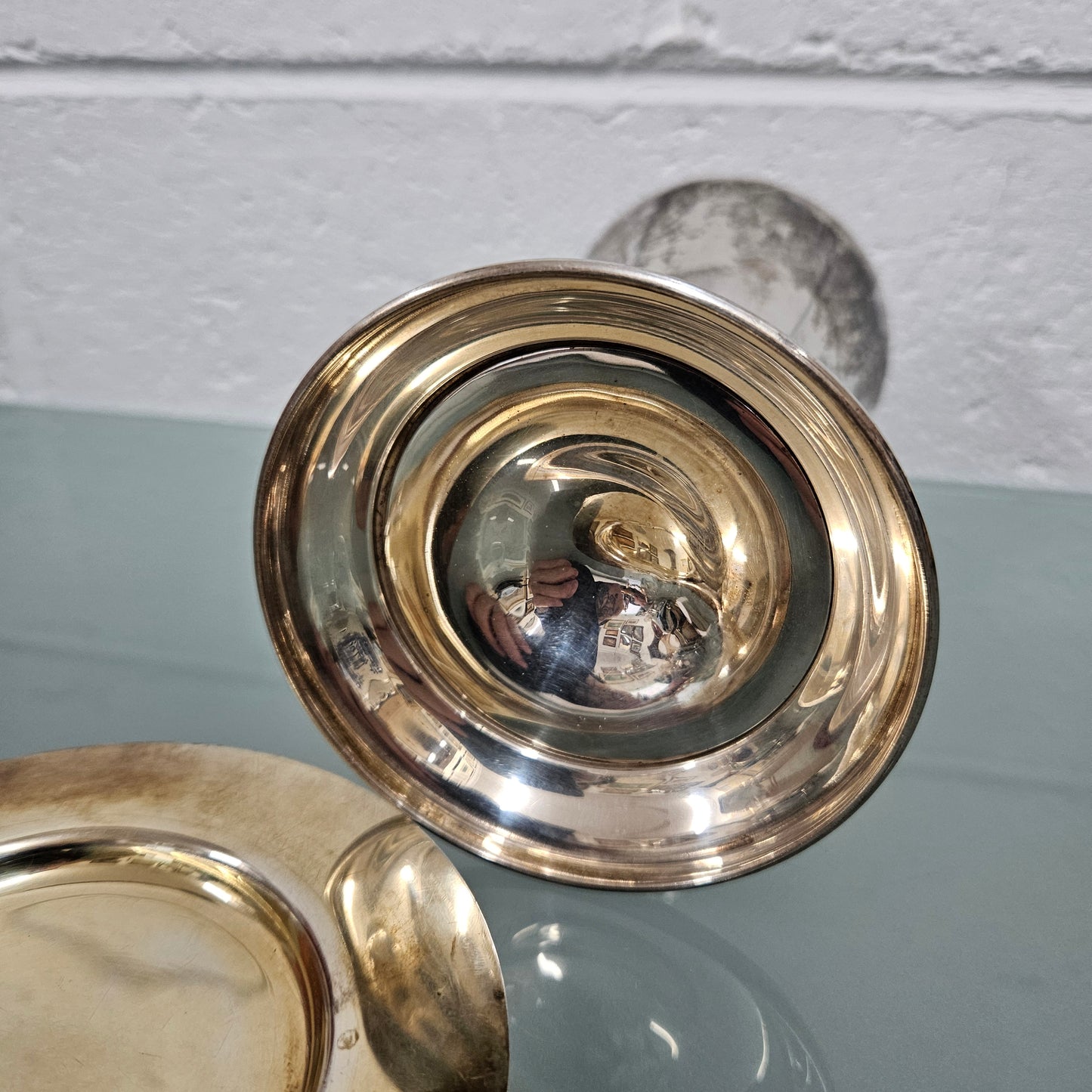 Antique Sterling Silver Chalice & Cover Tray