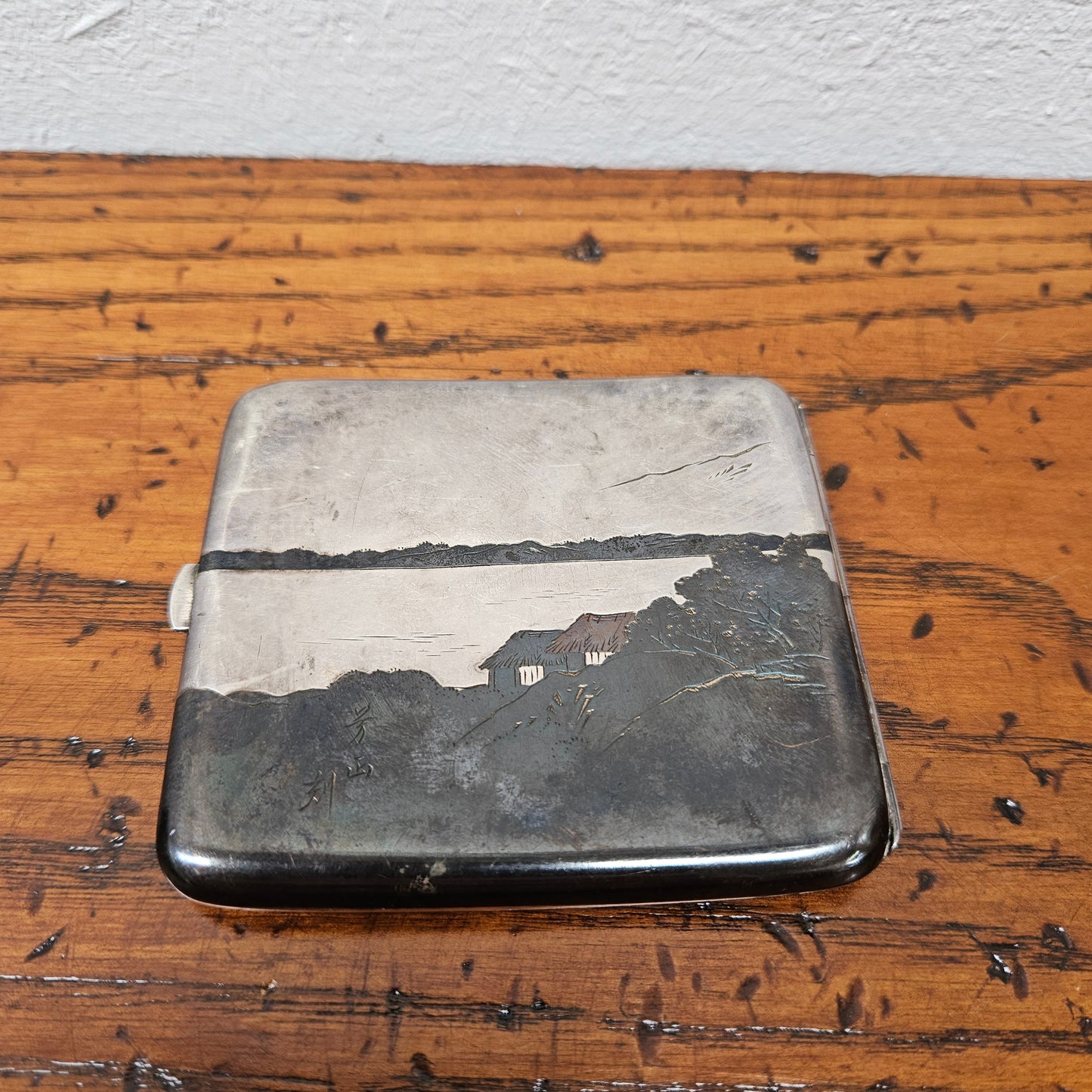 Antique Japanese Mixed Metal Engraved/Embossed Cigarette Case