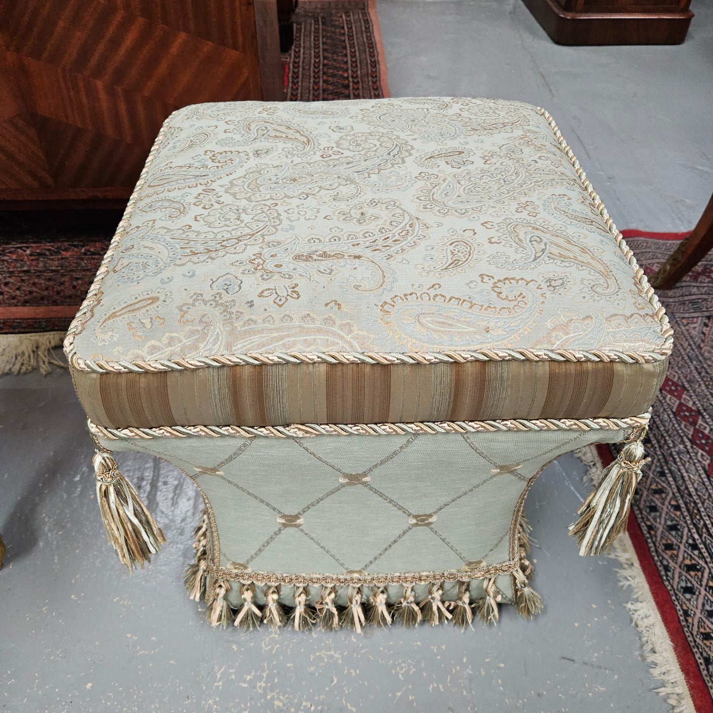 Mid Century Upholstered Ottoman