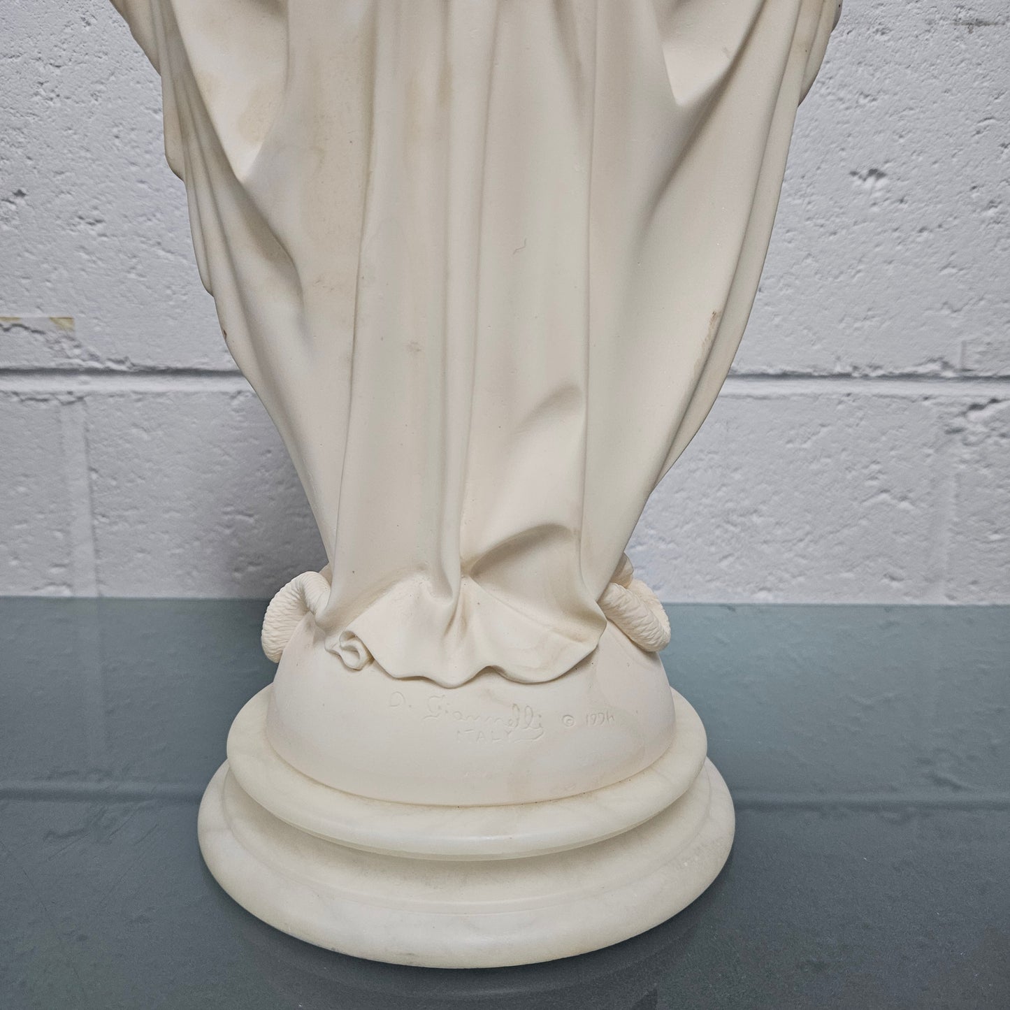 Vintage Superbly Cast Faux Marble Statue Of Our Lady Of Grace