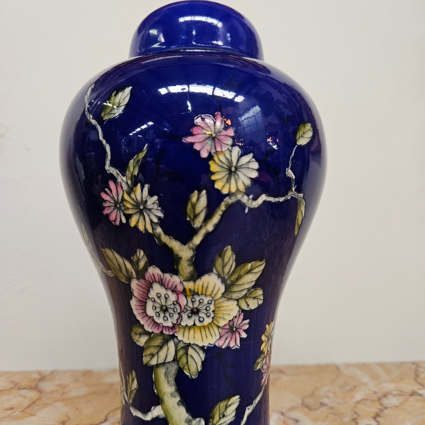 Crown Devon Cobalt Blue Lidded Vase