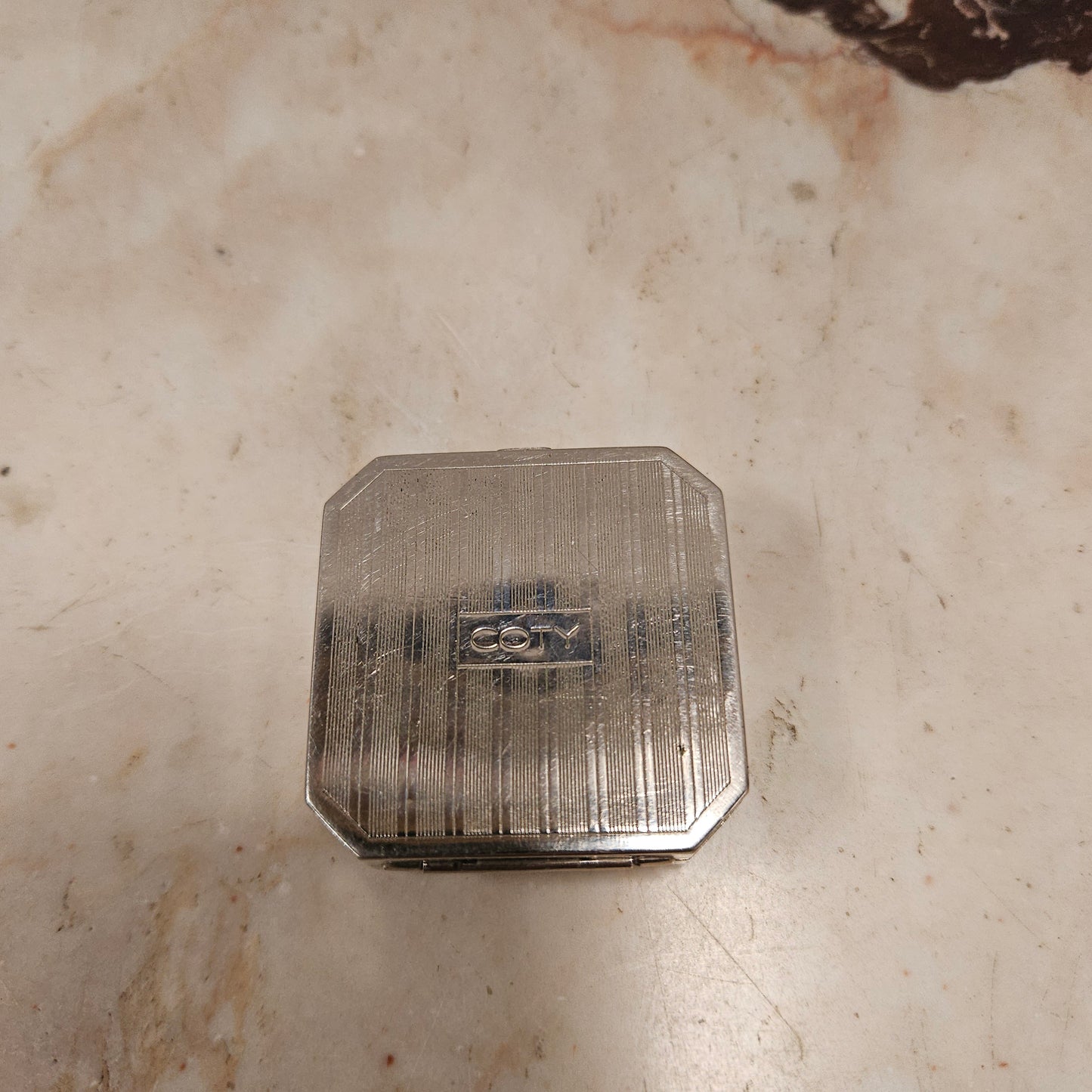 Original "Coty" Chrome Powder and Rouge Compact