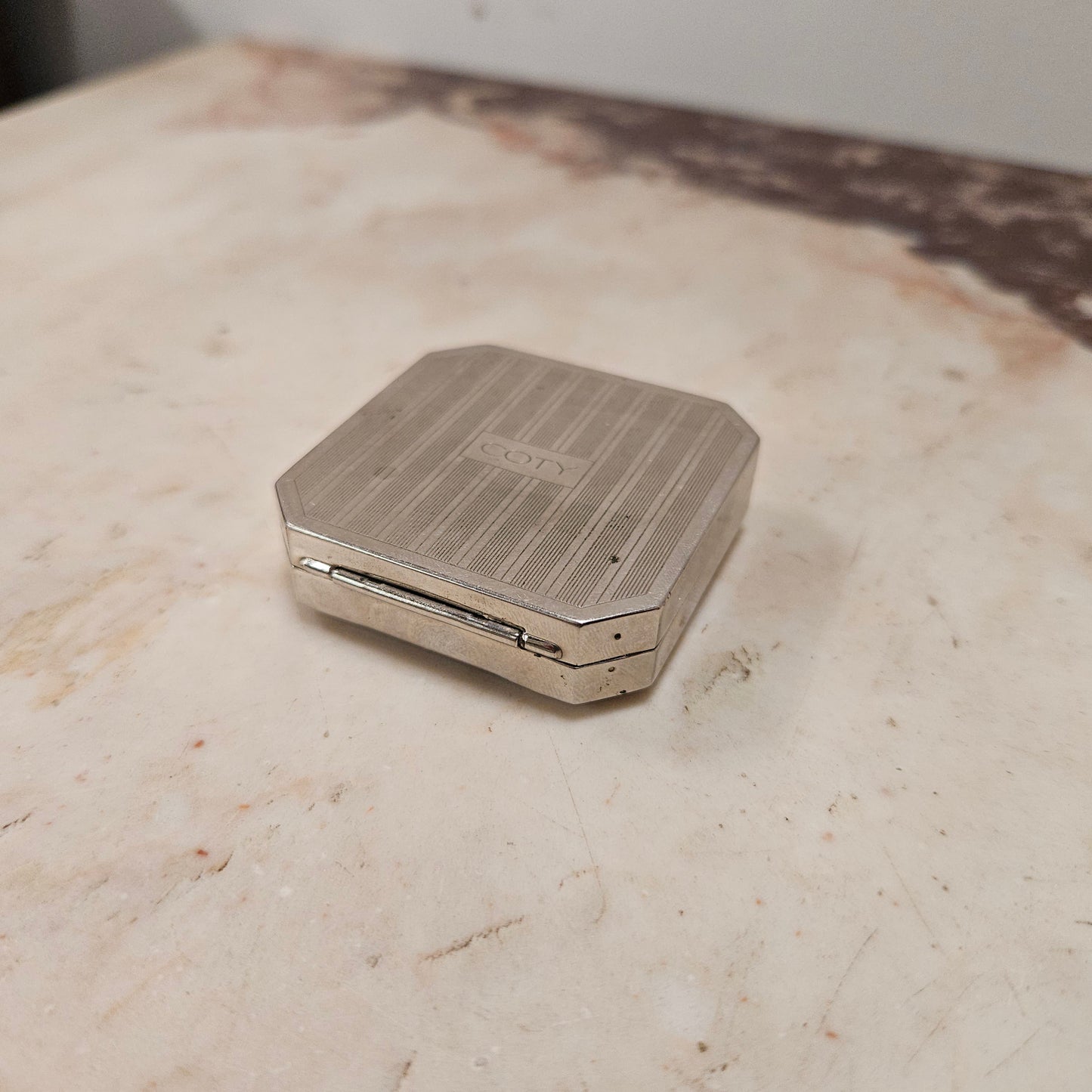 Original "Coty" Chrome Powder and Rouge Compact