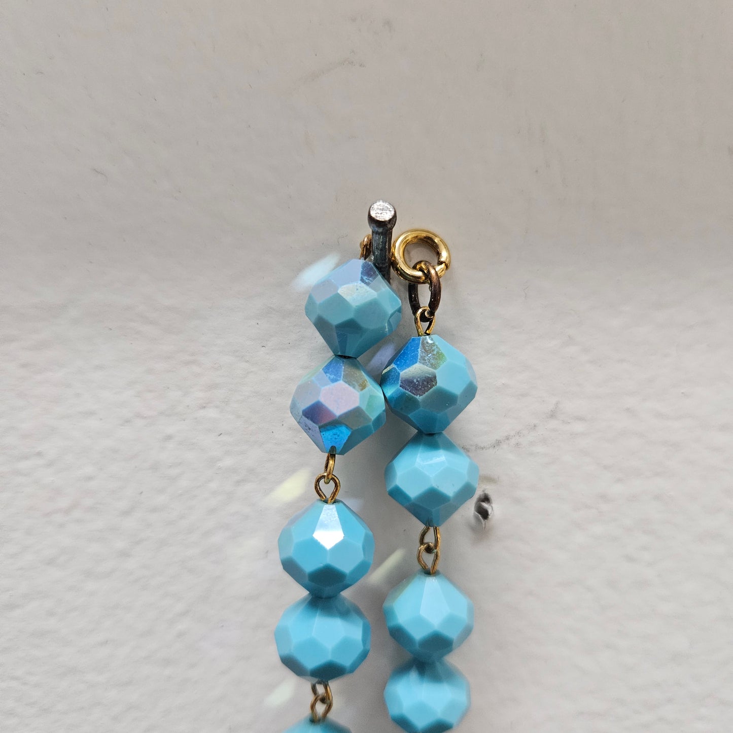 Vintage Turquoise Crystal Iridescent Glass Beads