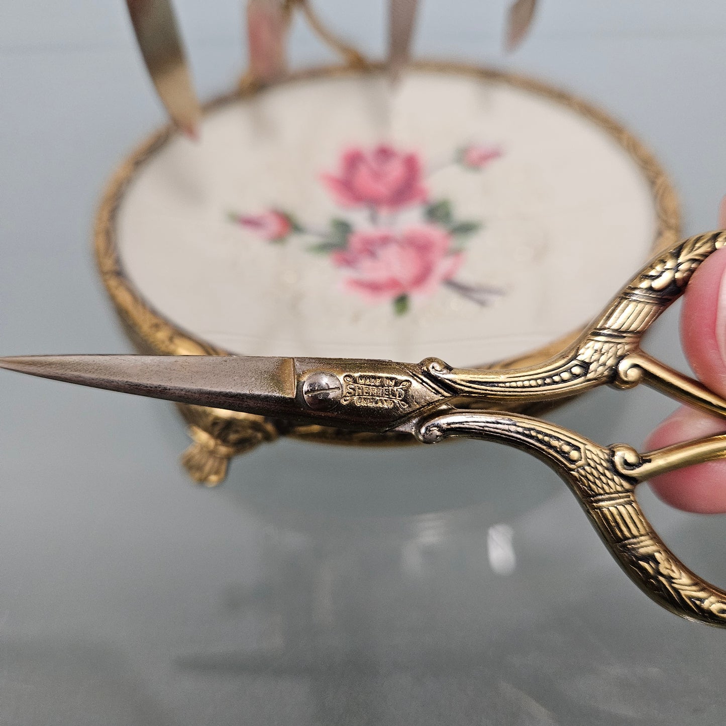 Vintage Five Piece Manicure Set On Stand